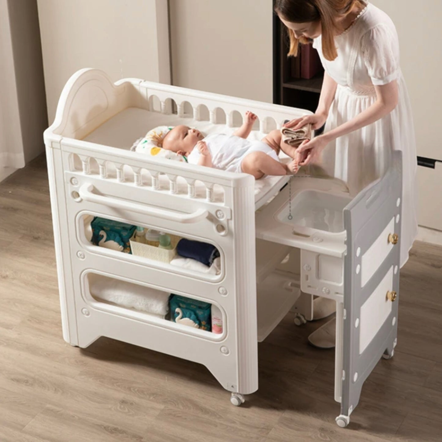 All-in-One Baby Care Desk – Diaper Changing Table with Soft Mattress and Pillow for Ultimate Comfort