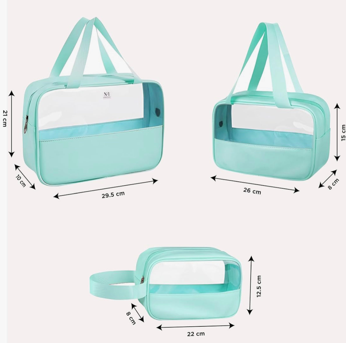 3-Piece Transparent Travel Cosmetic Toiletry Bag Set