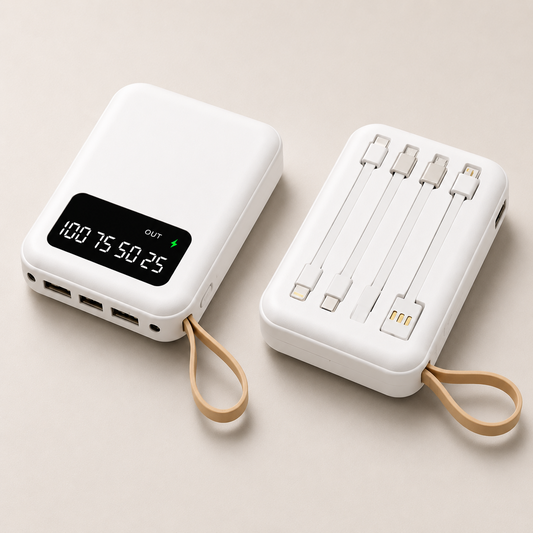 10000mAh Power Bank with Built In Charging Cables & LED Display