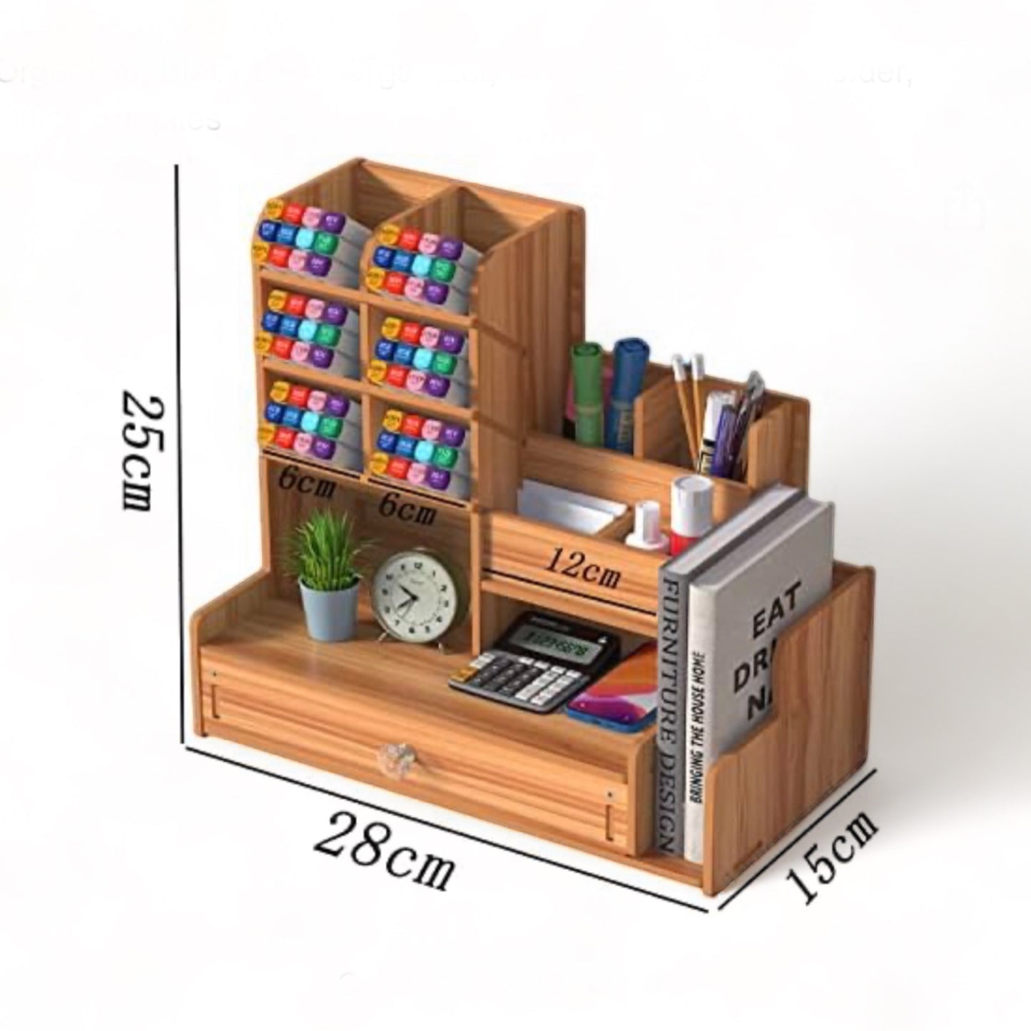 Wooden desktop organiser