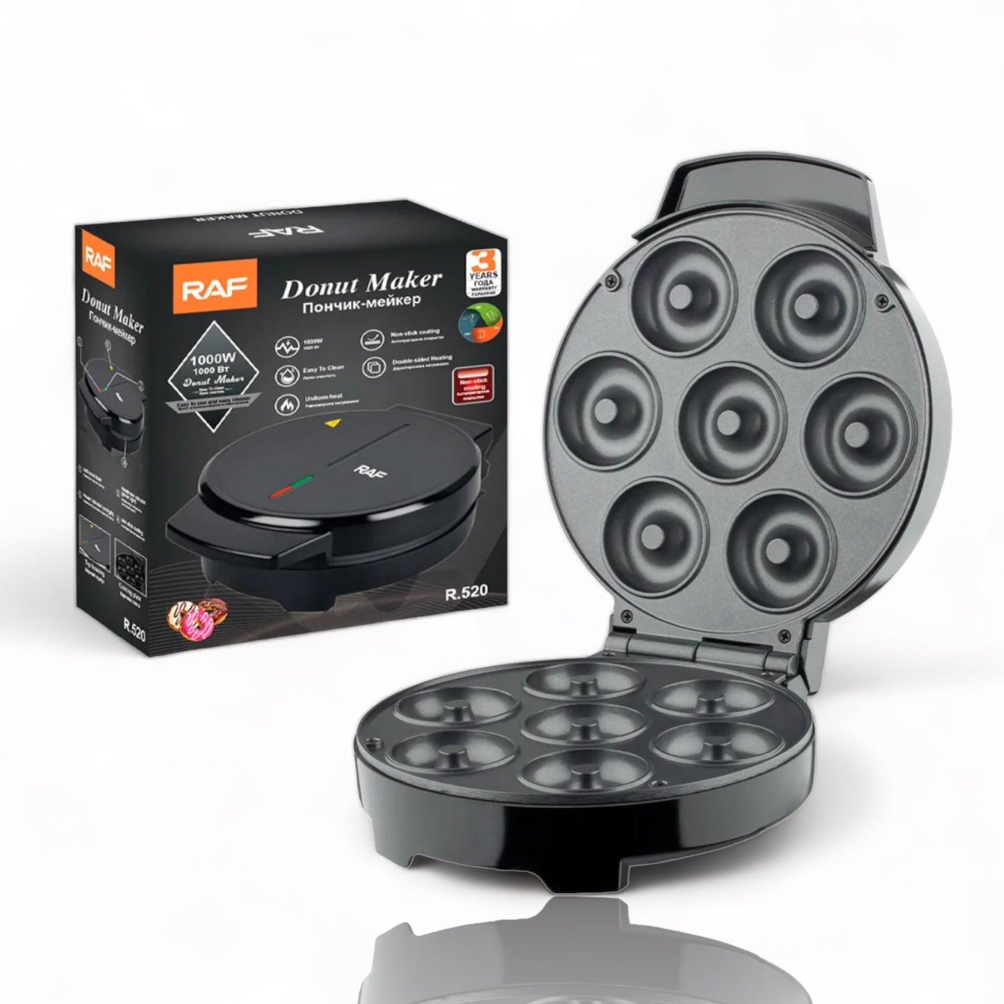7-Hole Mini Electric Doughnut Maker - Stylish Design, Non-Stick Coating, Quick & Easy