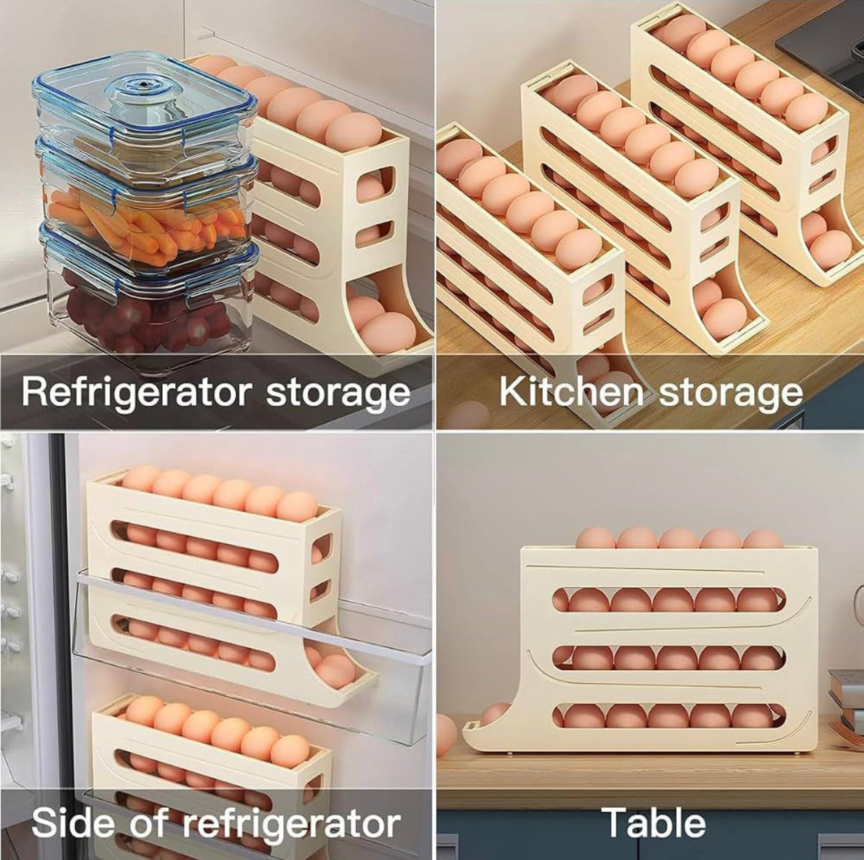 4 Tier Automatic Rolling Egg Dispenser (35.9cm x 30cm x 19.9cm)