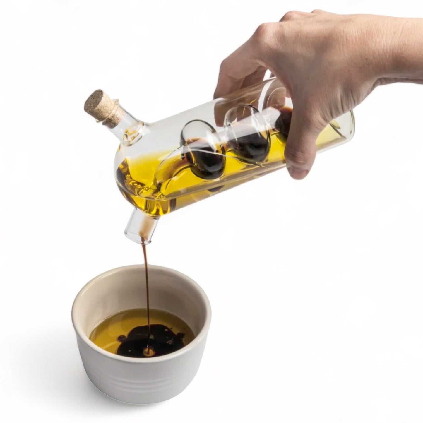Elegant 2-in-1 Oil and Vinegar Glass Cruet Dispenser with Cork Stopper