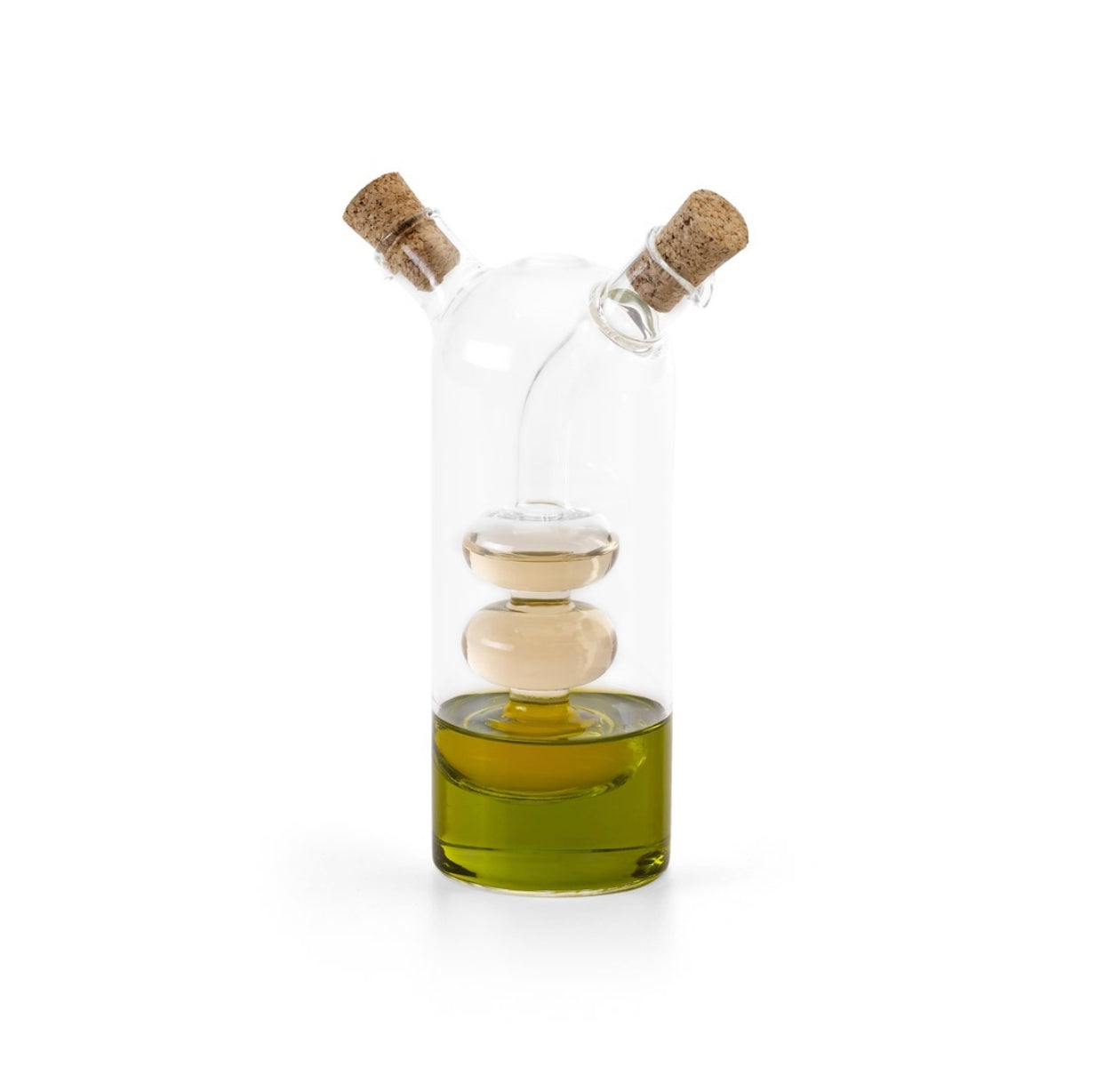 Elegant 2-in-1 Oil and Vinegar Glass Cruet Dispenser with Cork Stopper