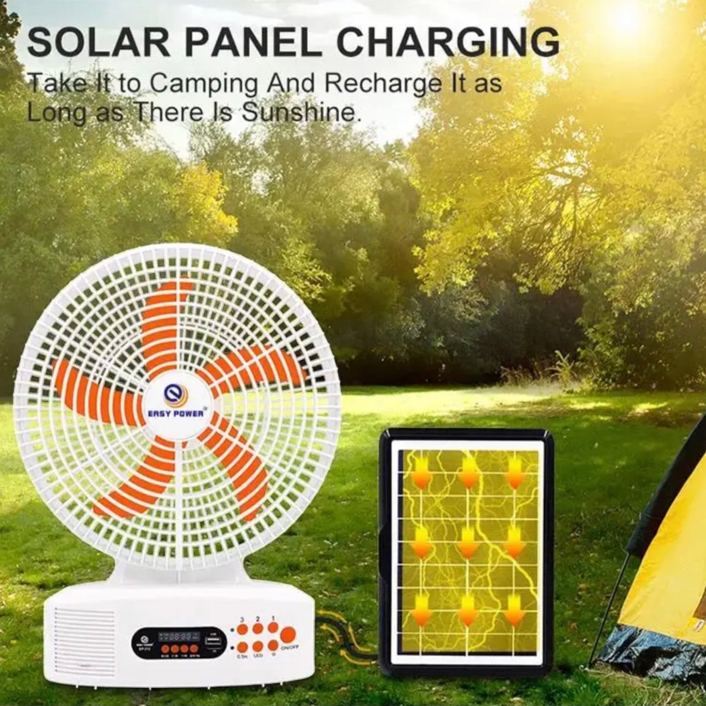 12 inch rechargeable solar fan