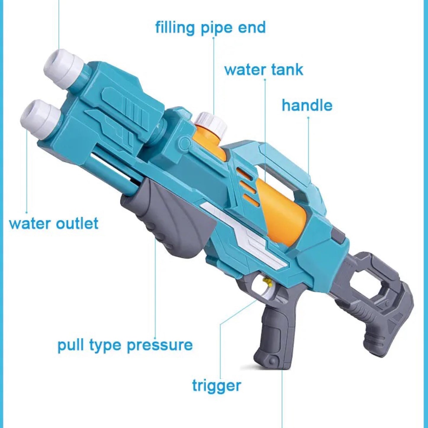 Kids Super Water Soaker Gun with Dual Barrel