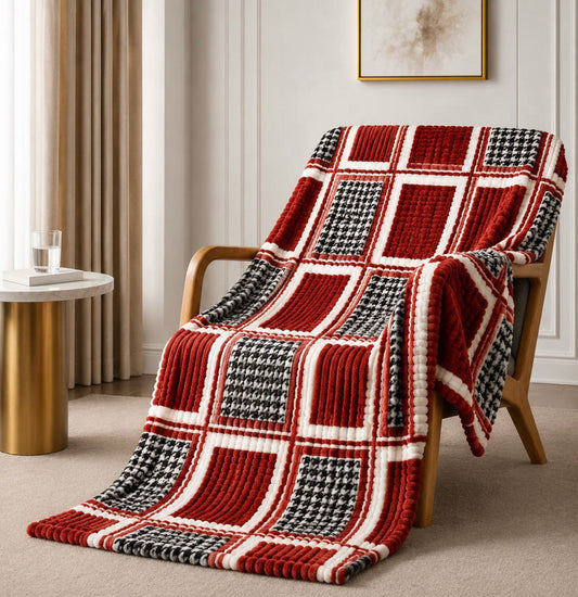 Cubed Stripe Fleece Blanket Throw 180x200cm