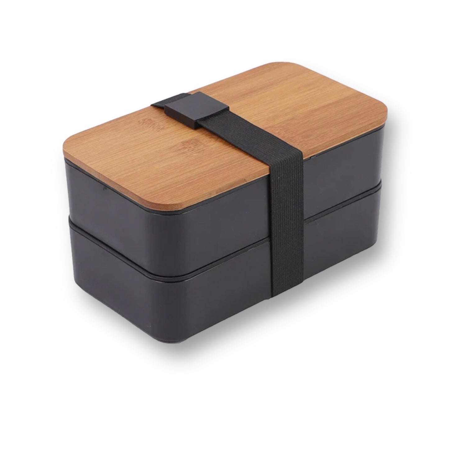 Double decker lunchbox set with bamboo lid
