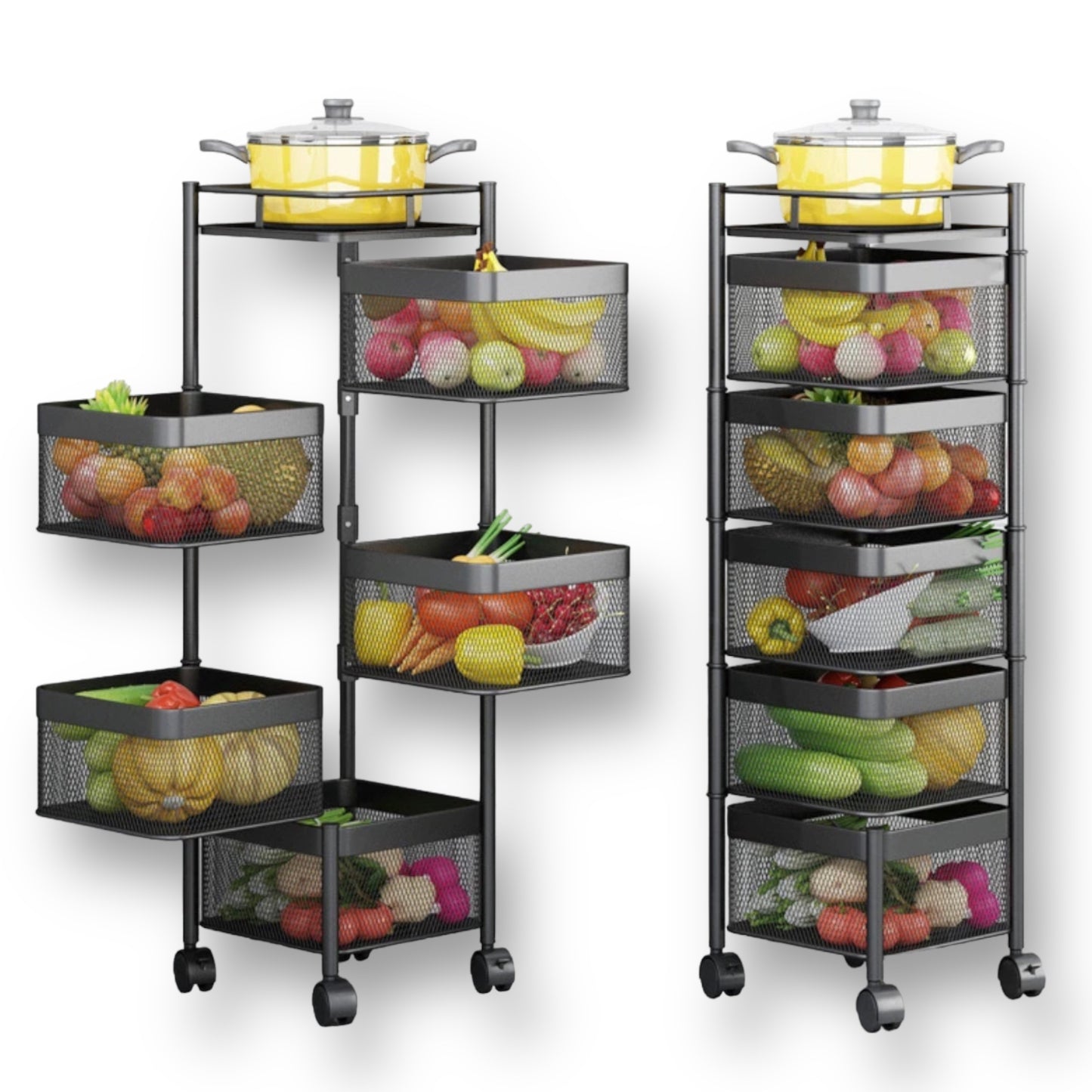 4 & 5-Layer Square Rotating Storage Rack – Large Capacity & Space-Saving Organize