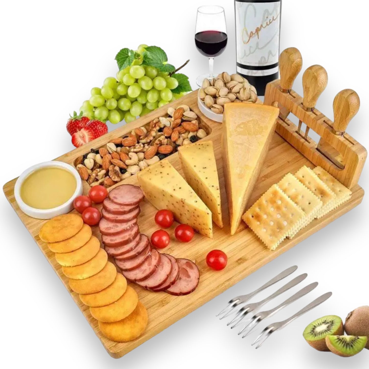 Bamboo charcuterie cheese board set