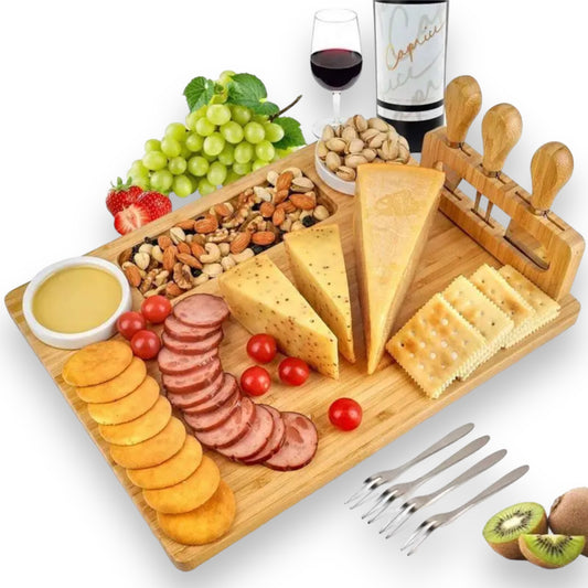 Bamboo charcuterie cheese board set