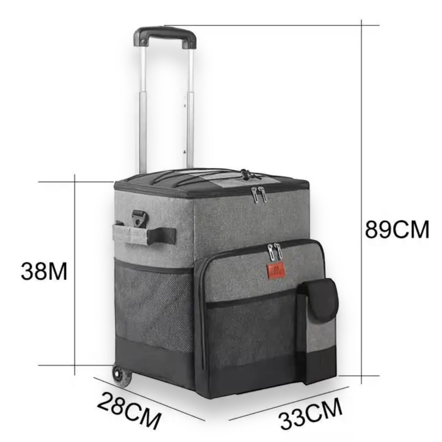 Foldable trolley thermal cooler bag