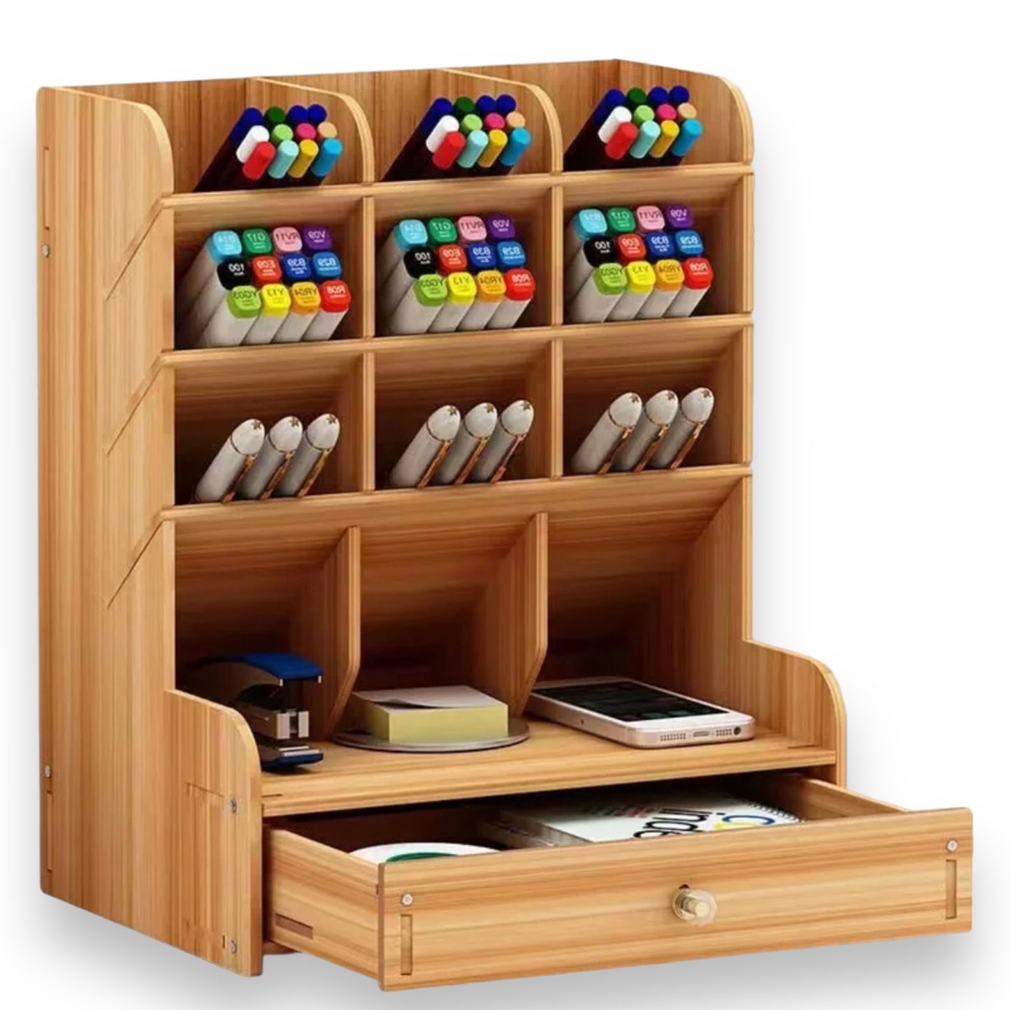 Wooden desktop organiser