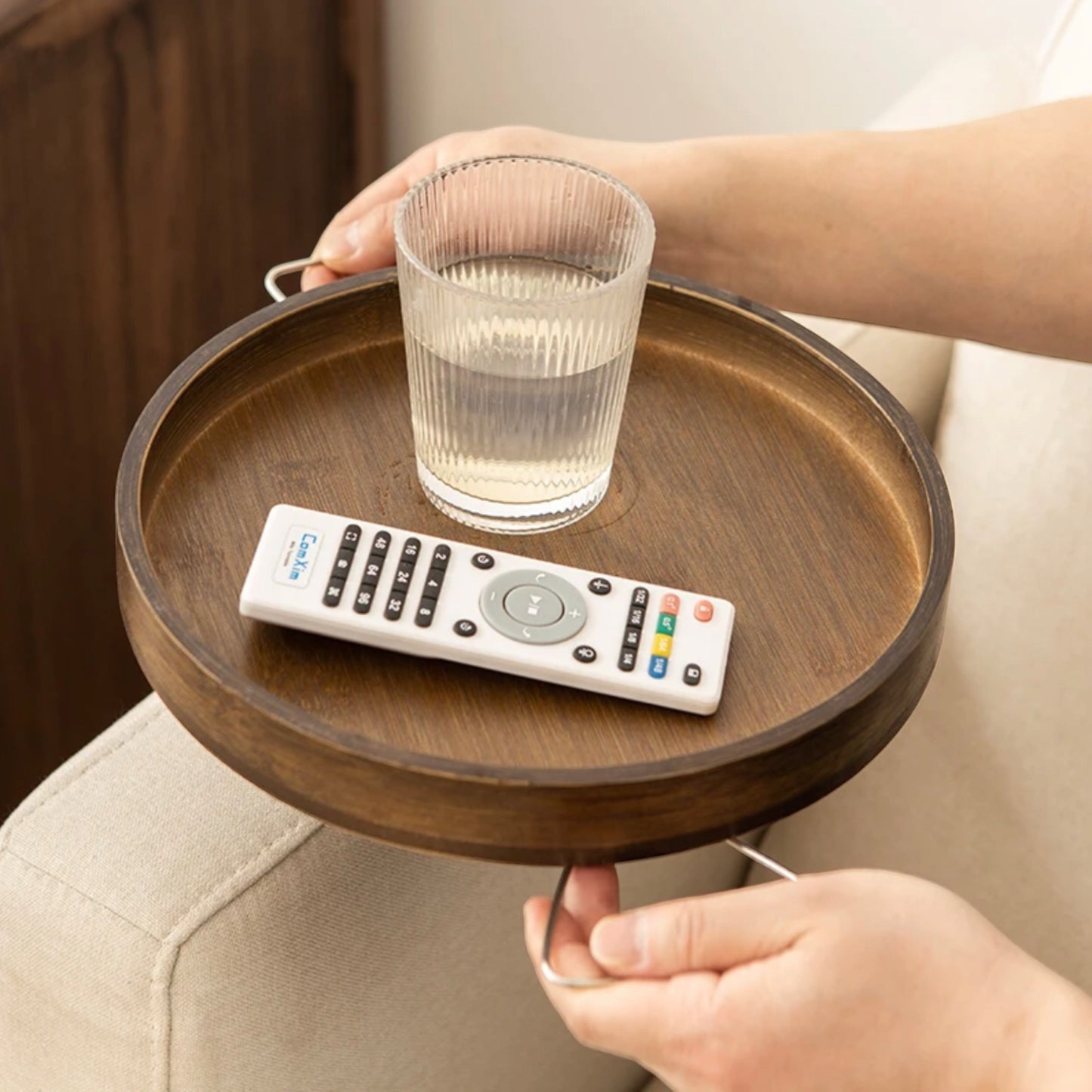 Sofa armrest decor tray