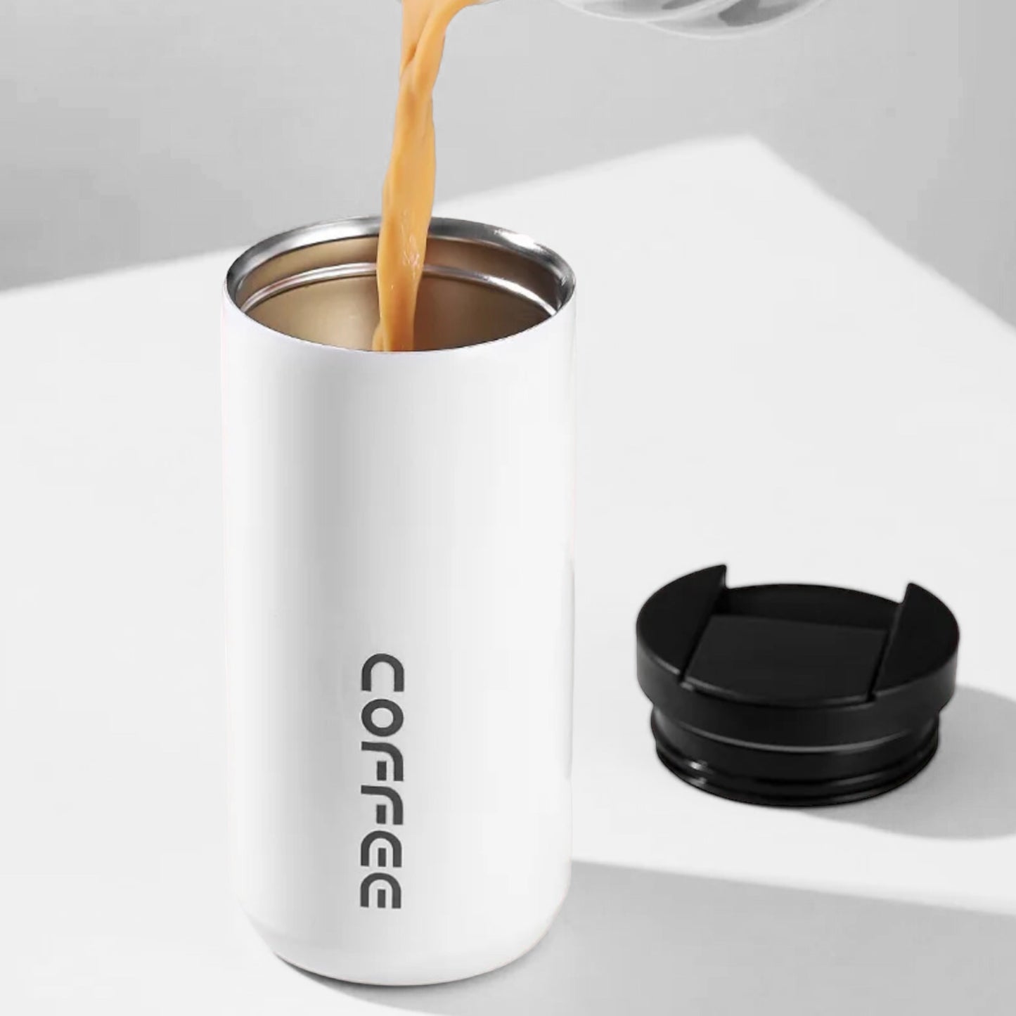 Double walled stainless steel coffee mug