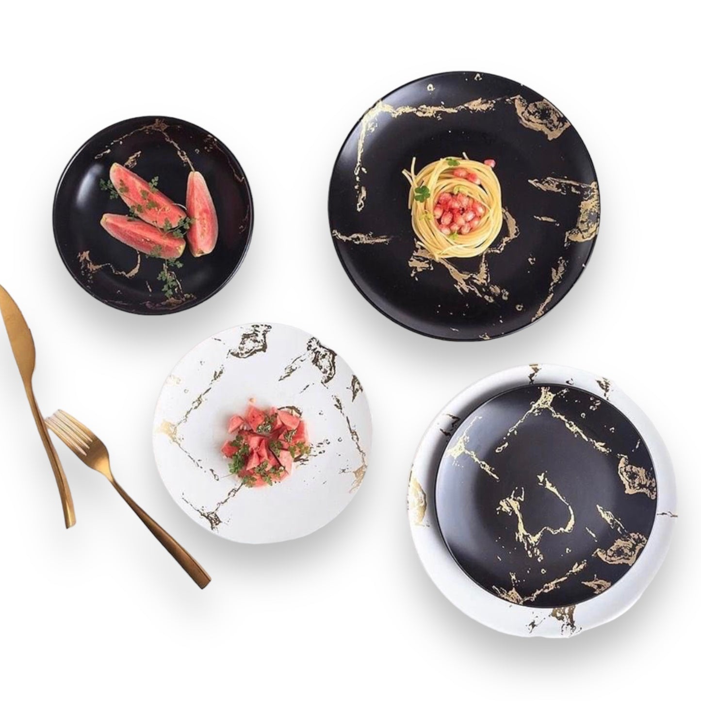 12 piece porcelain marble design dinner set
