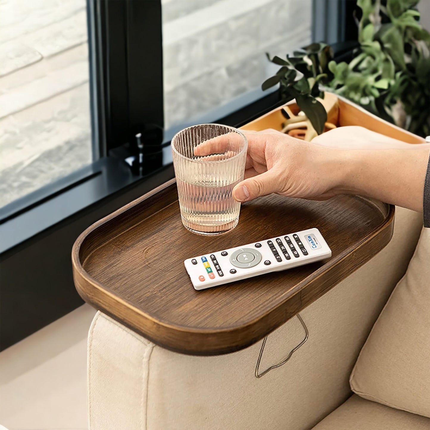 Sofa armrest decor tray