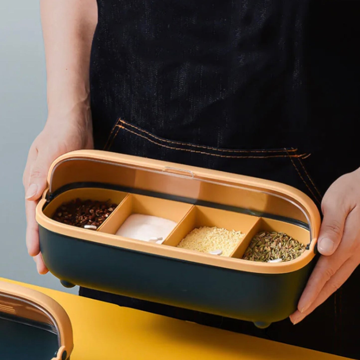 Kitchen Four Grid Split Seasoning Box