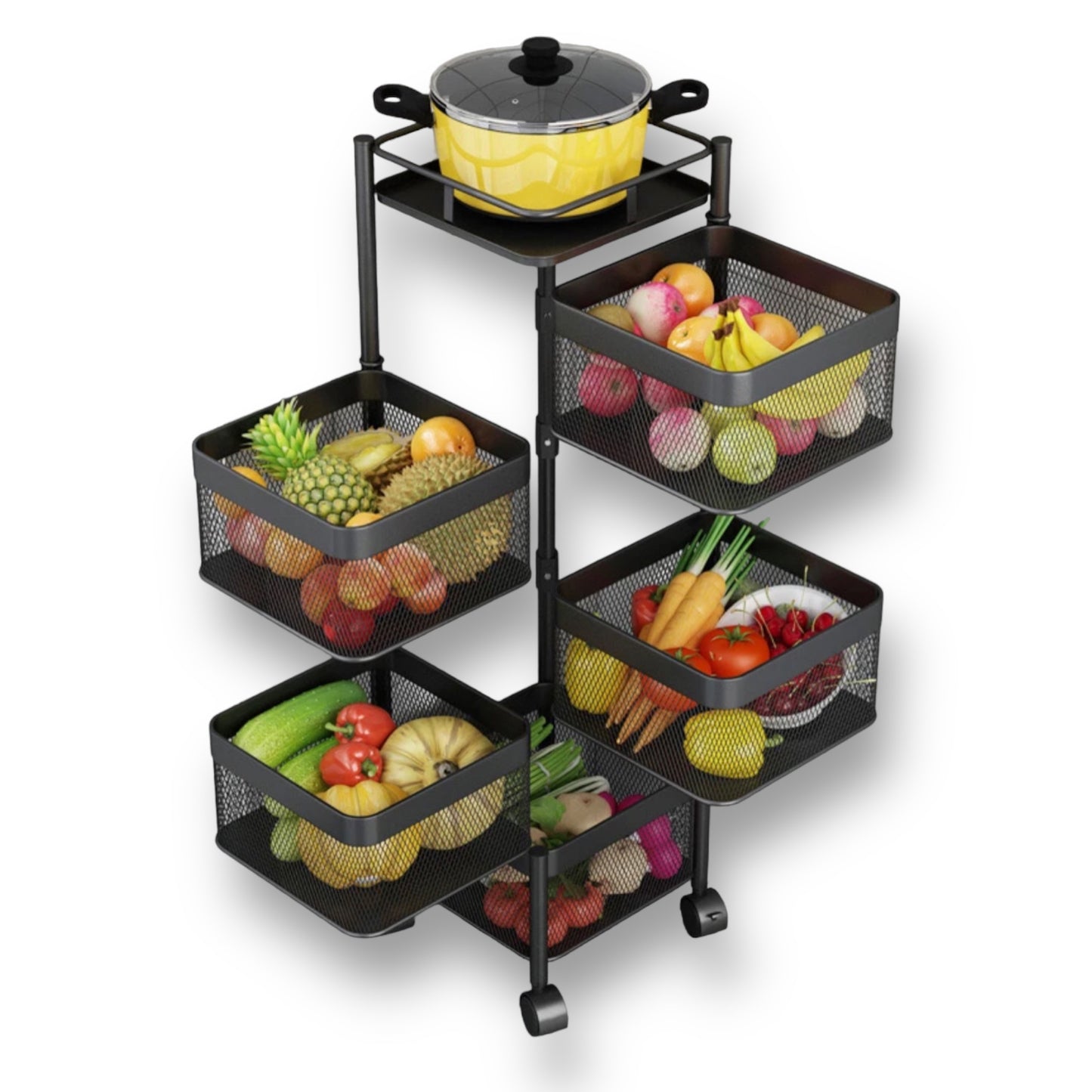4 & 5-Layer Square Rotating Storage Rack – Large Capacity & Space-Saving Organize