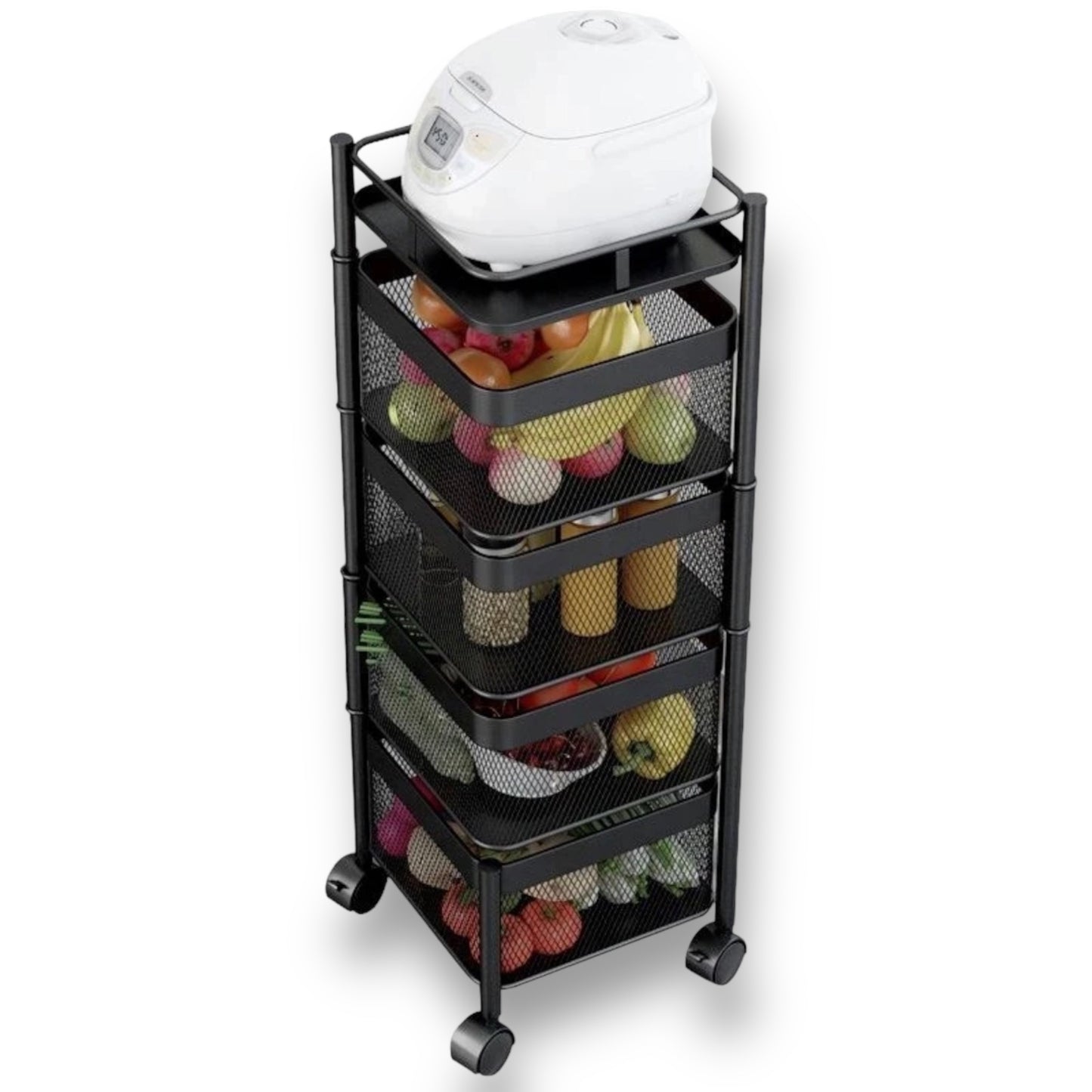 4 & 5-Layer Square Rotating Storage Rack – Large Capacity & Space-Saving Organize