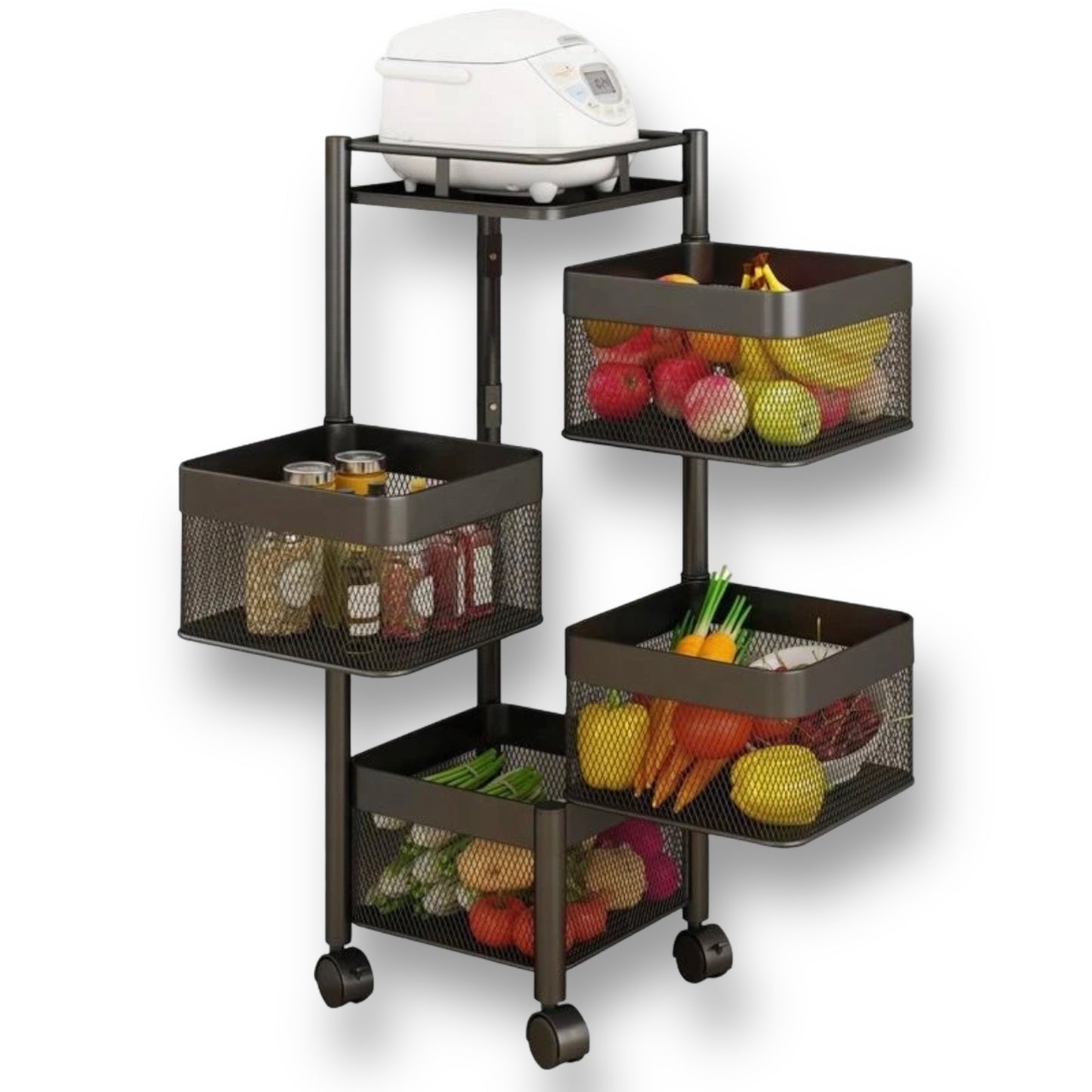 4 & 5-Layer Square Rotating Storage Rack – Large Capacity & Space-Saving Organize