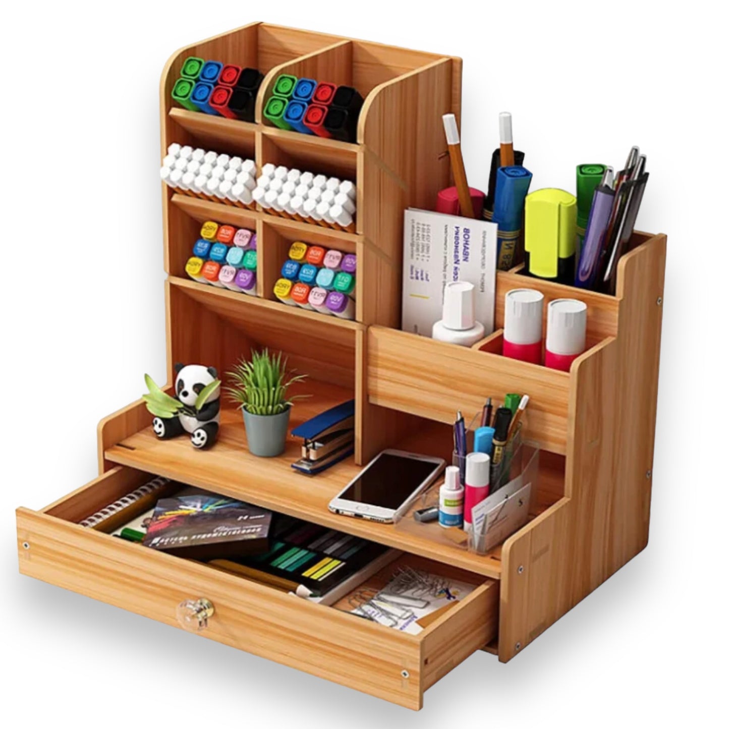 Wooden desktop organiser