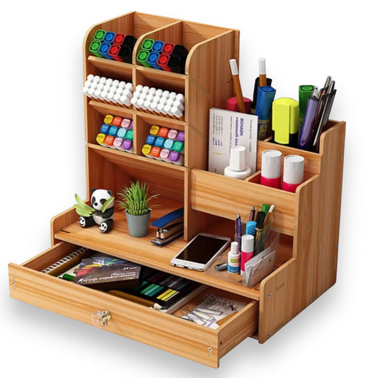 Wooden desktop organiser