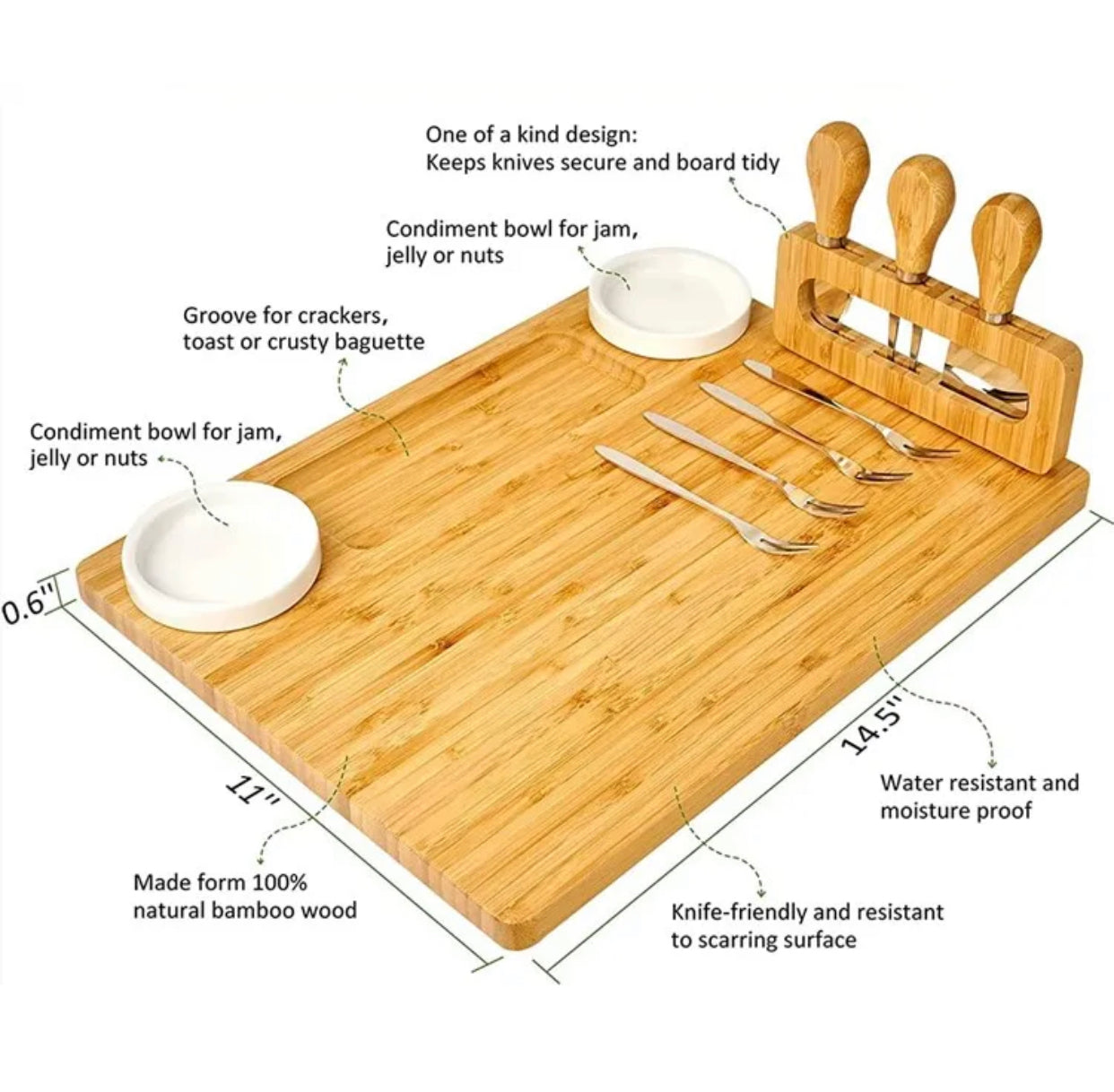 Bamboo charcuterie cheese board set