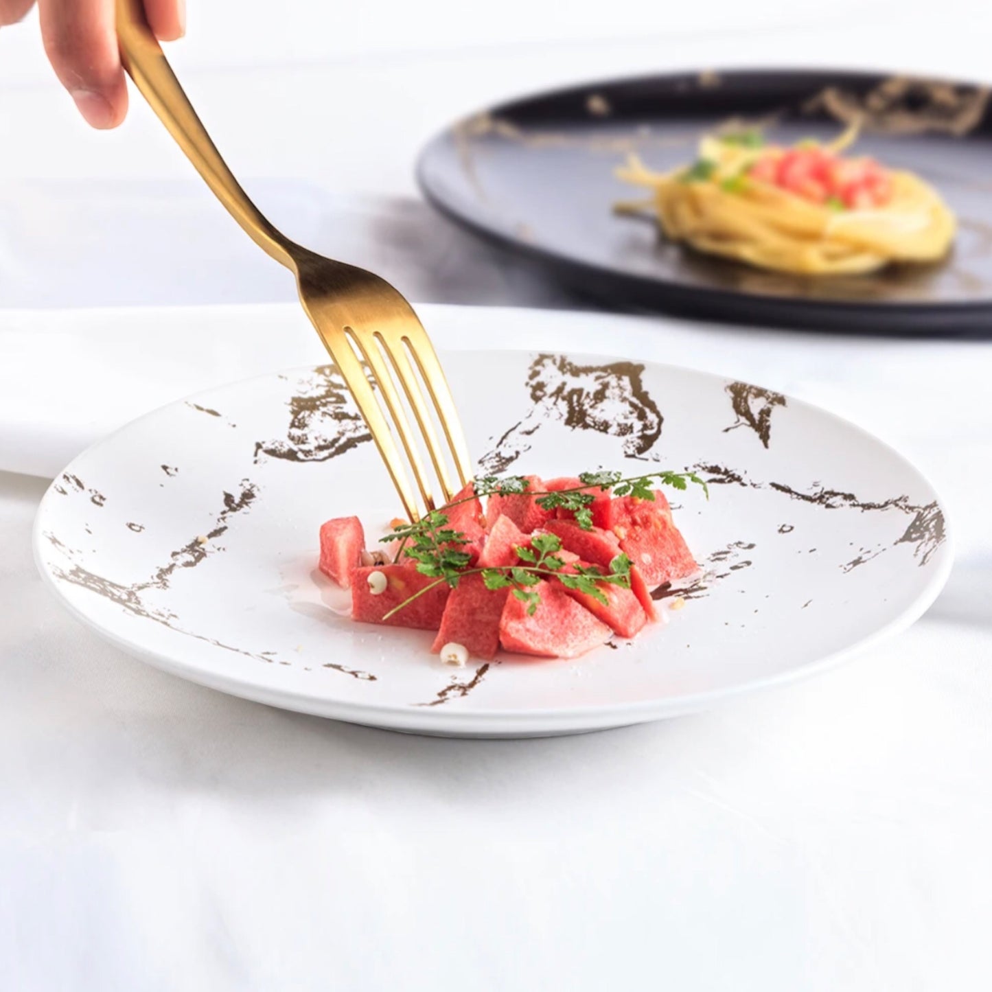 12 piece porcelain marble design dinner set