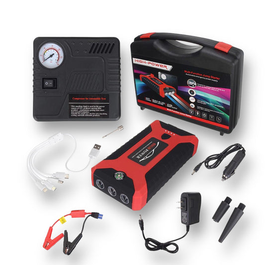 Car jumpstart emergency and tyre inflator kit