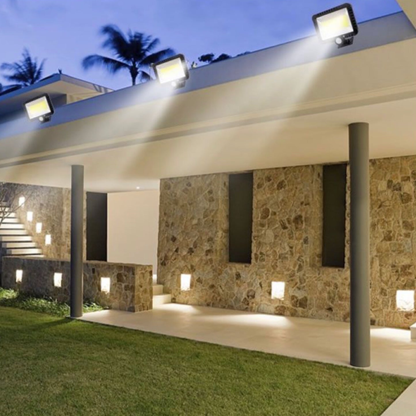 Solar motion sensor lamp with remote control