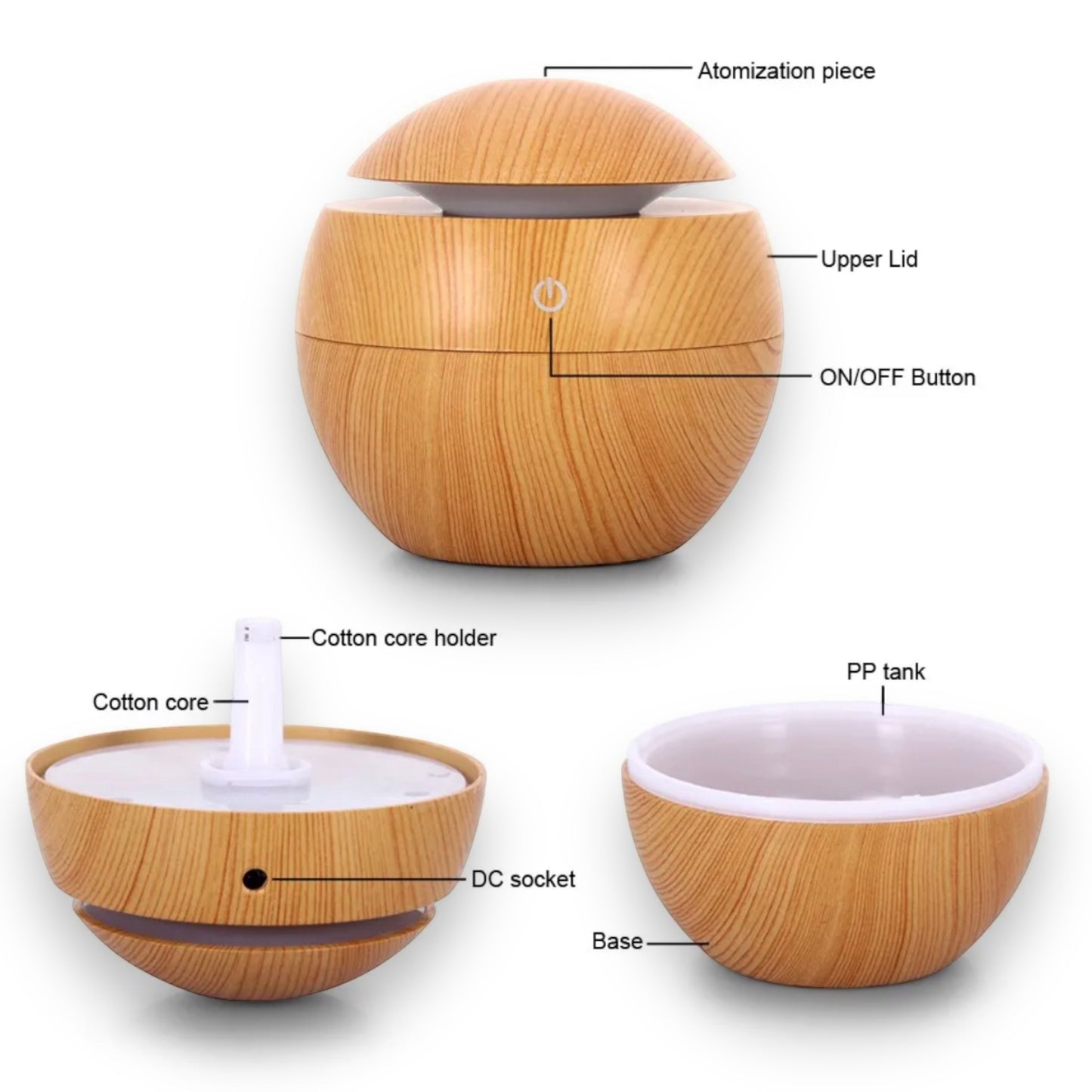 Ultrasonic humidifier with led changing light