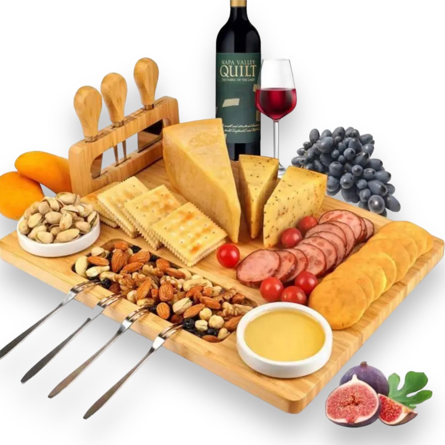 Bamboo charcuterie cheese board set