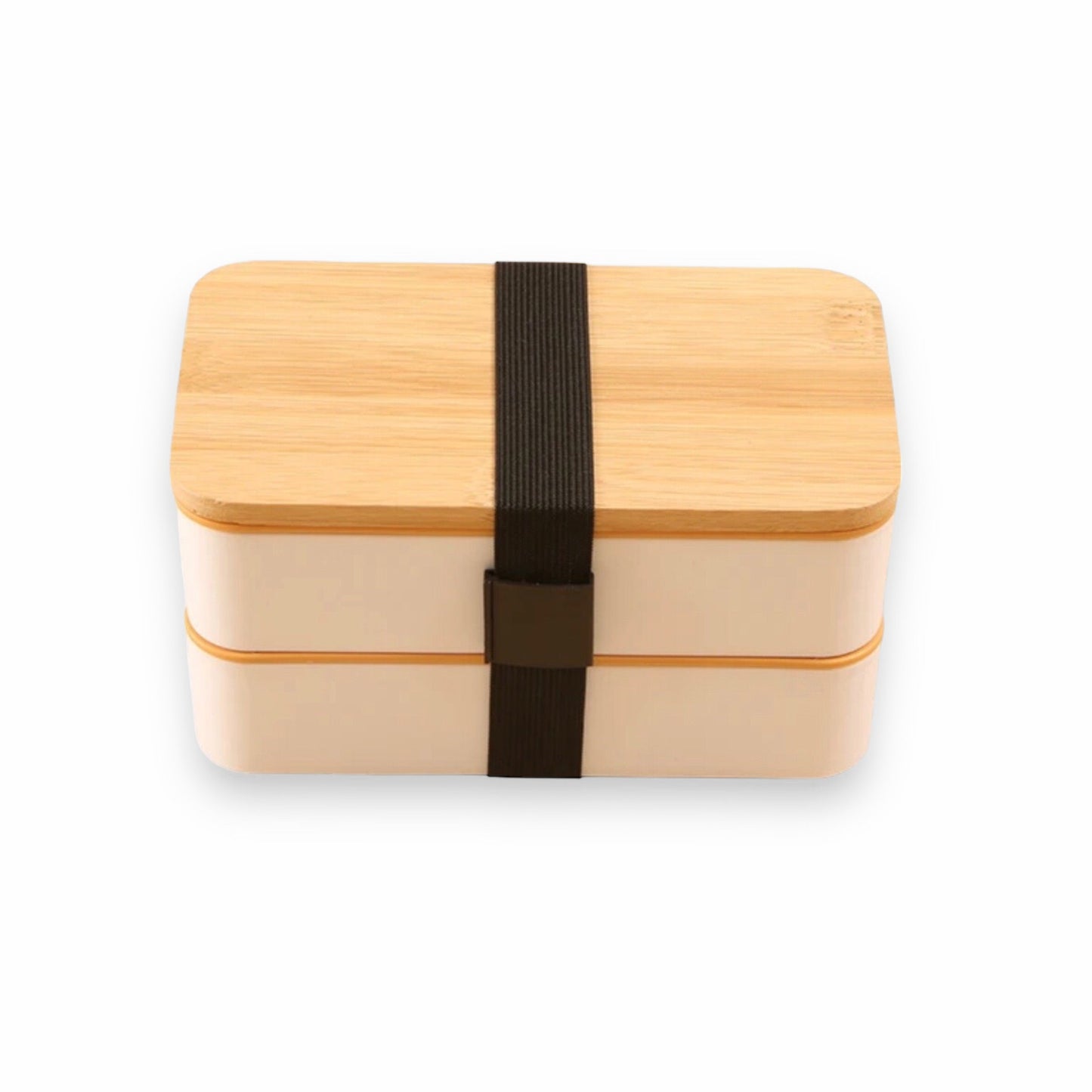 Double decker lunchbox set with bamboo lid
