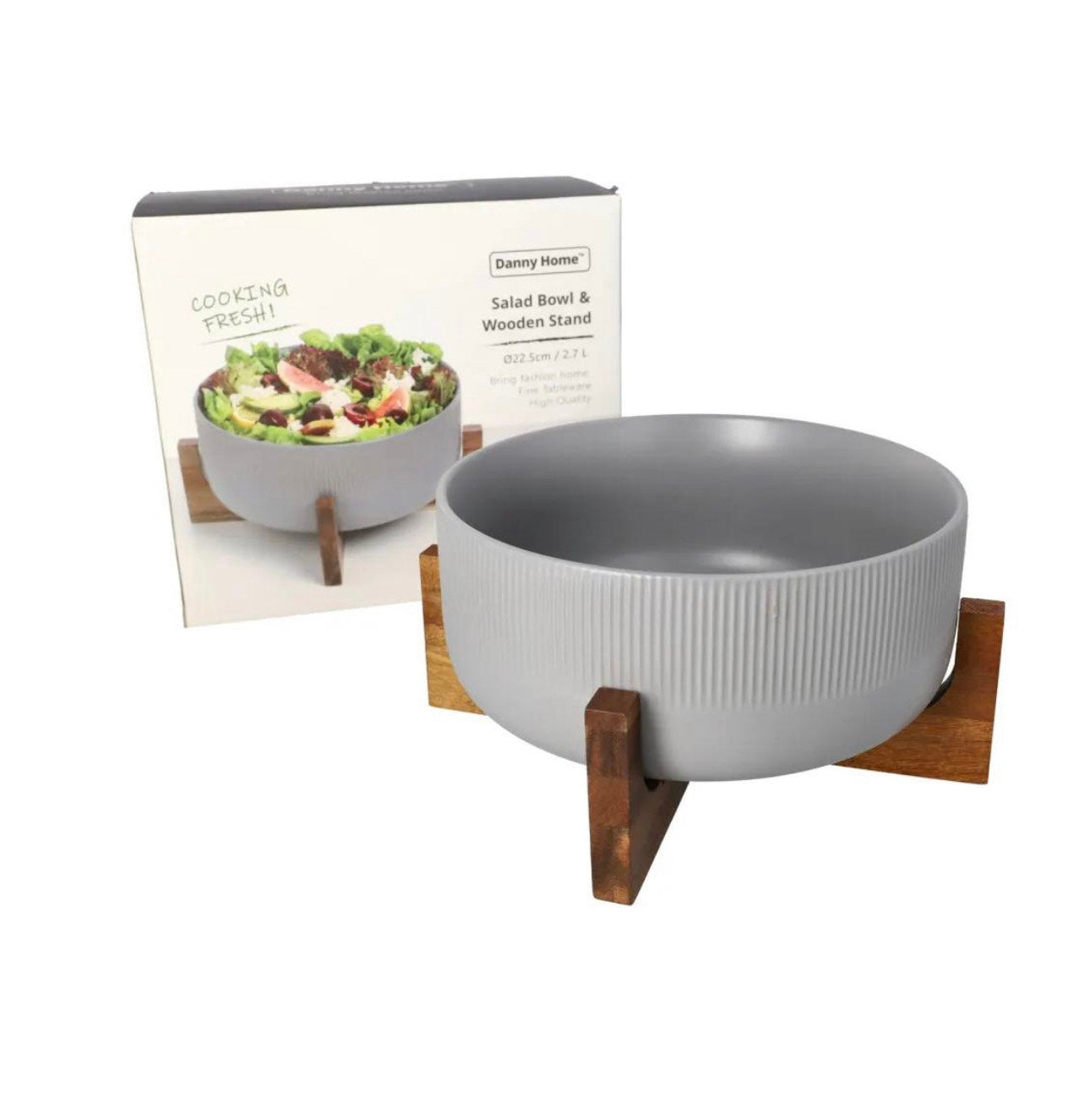 Salad Bowl With Wooden Stand