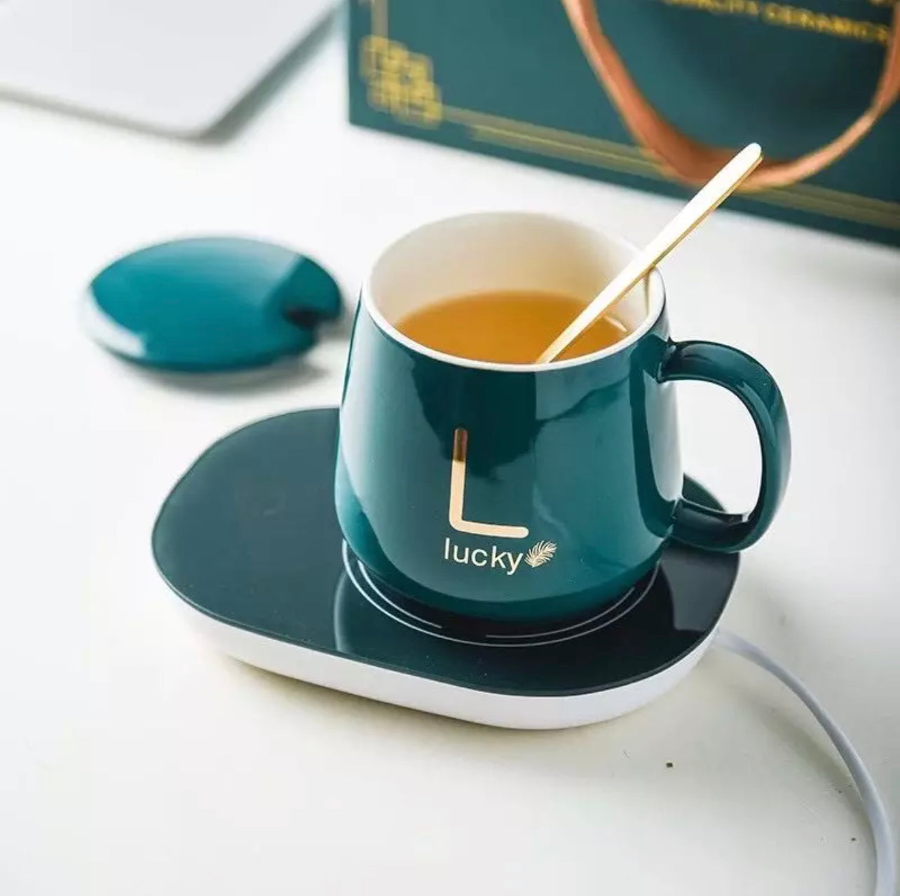 Ceramic Cup With USB Warmer Coaster