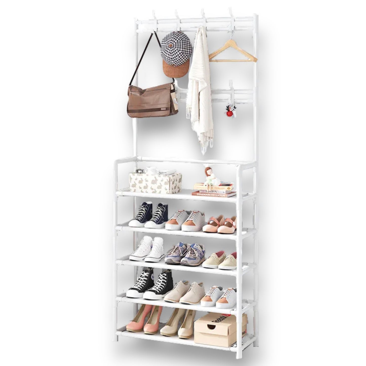 Multipurpose coat and shoe rack