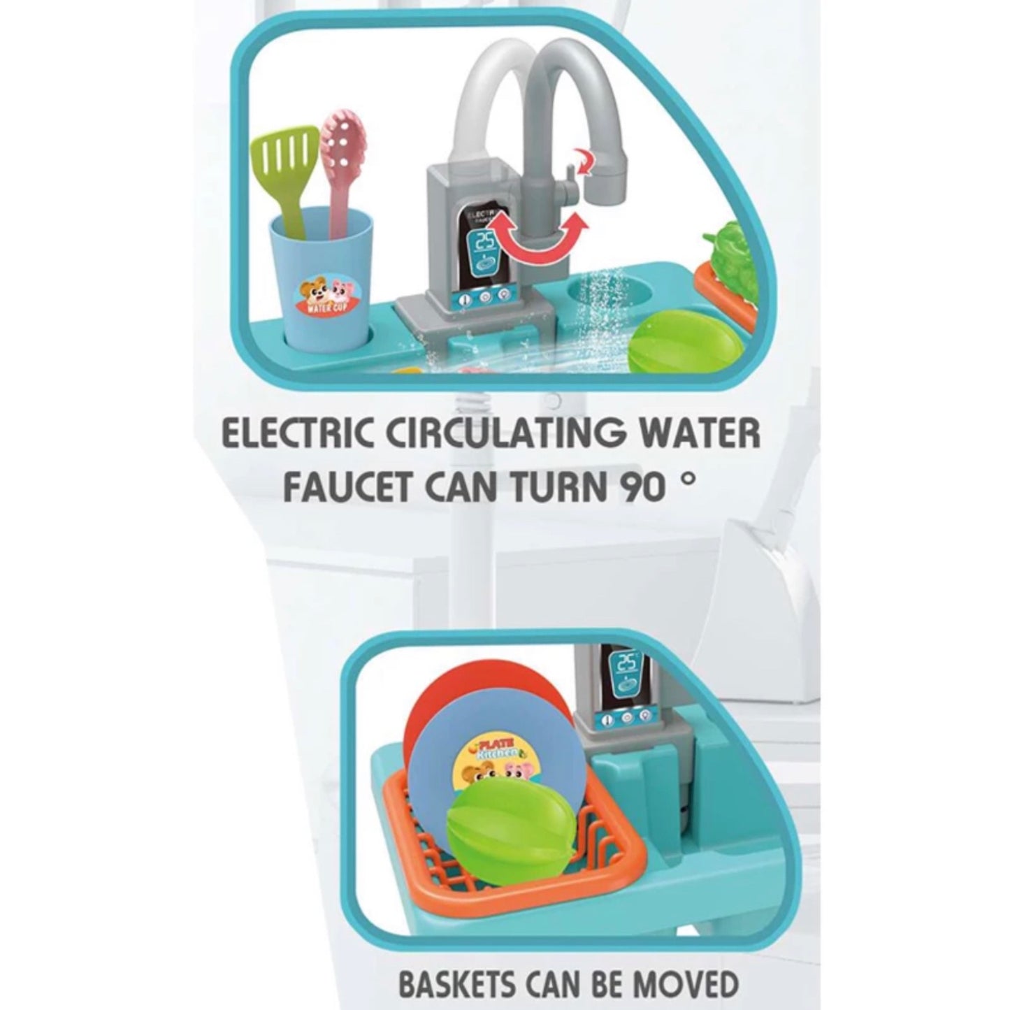 Kitchen sink toy set with running water