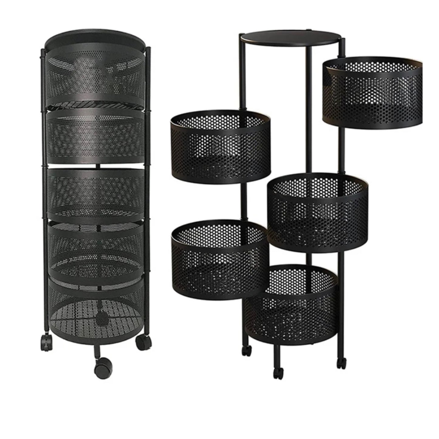 4 or 5-Tier Multi-Layer Round Rotating Storage Shelf Rack - Space-Saving Organizer