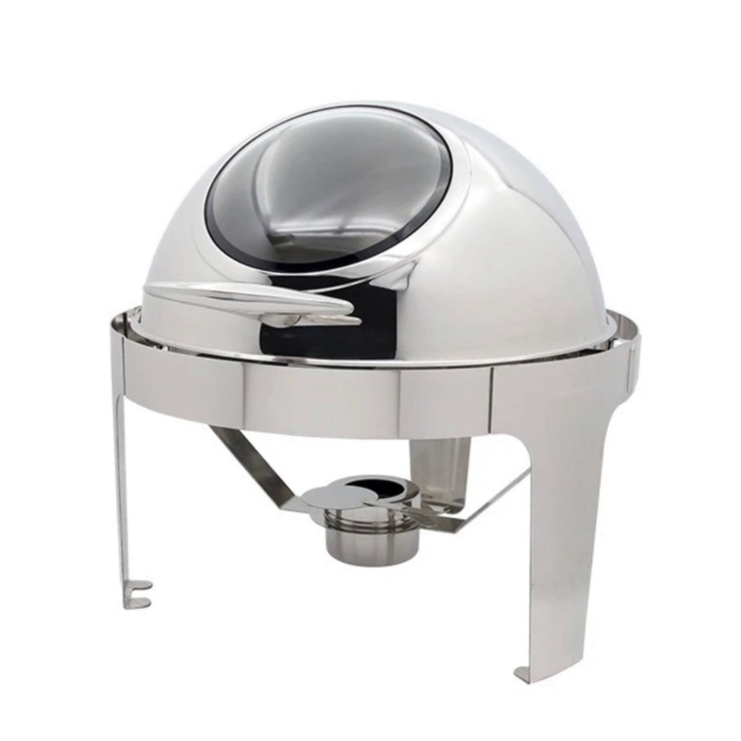Silver round chafing dish with window