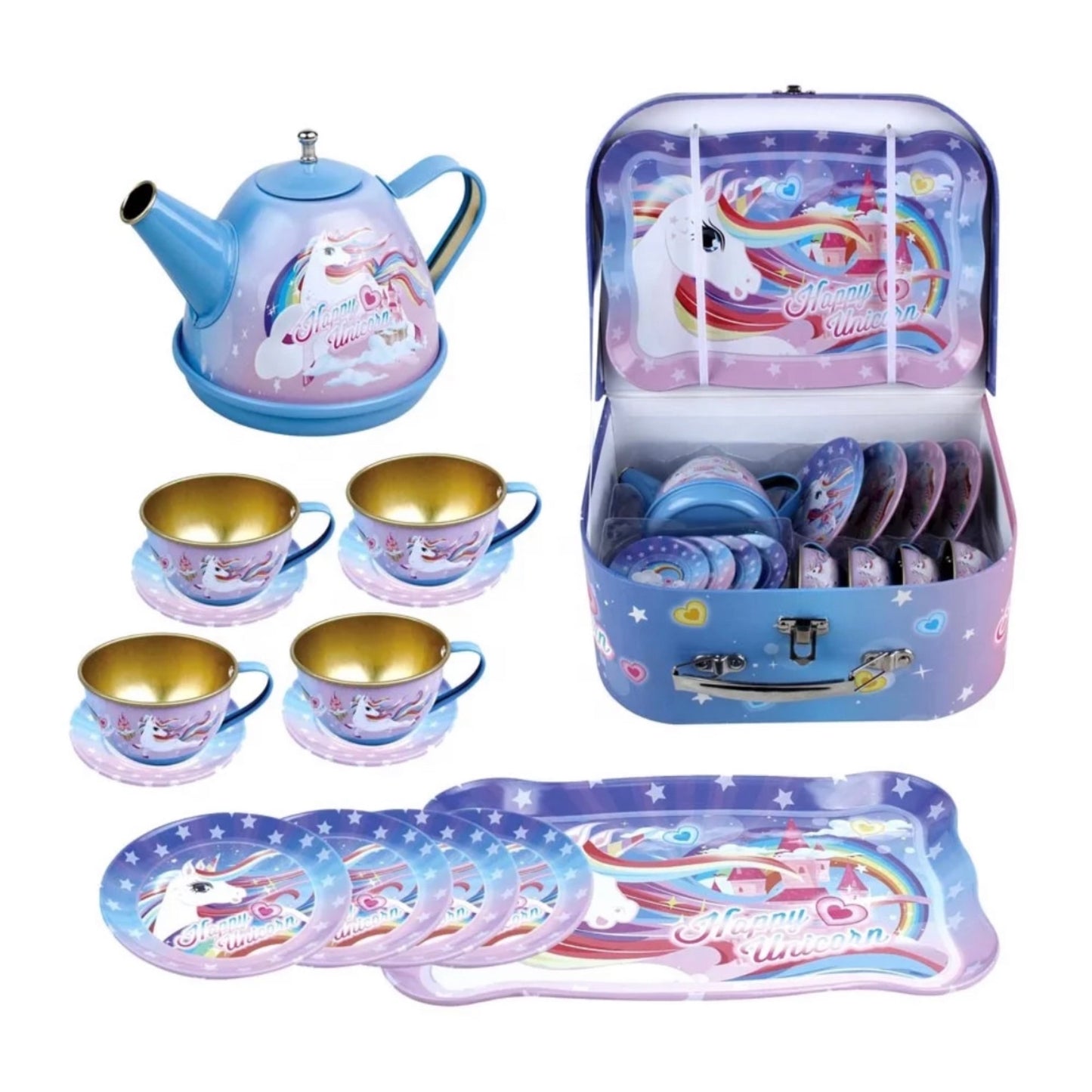 Unicorn tea set with carry case