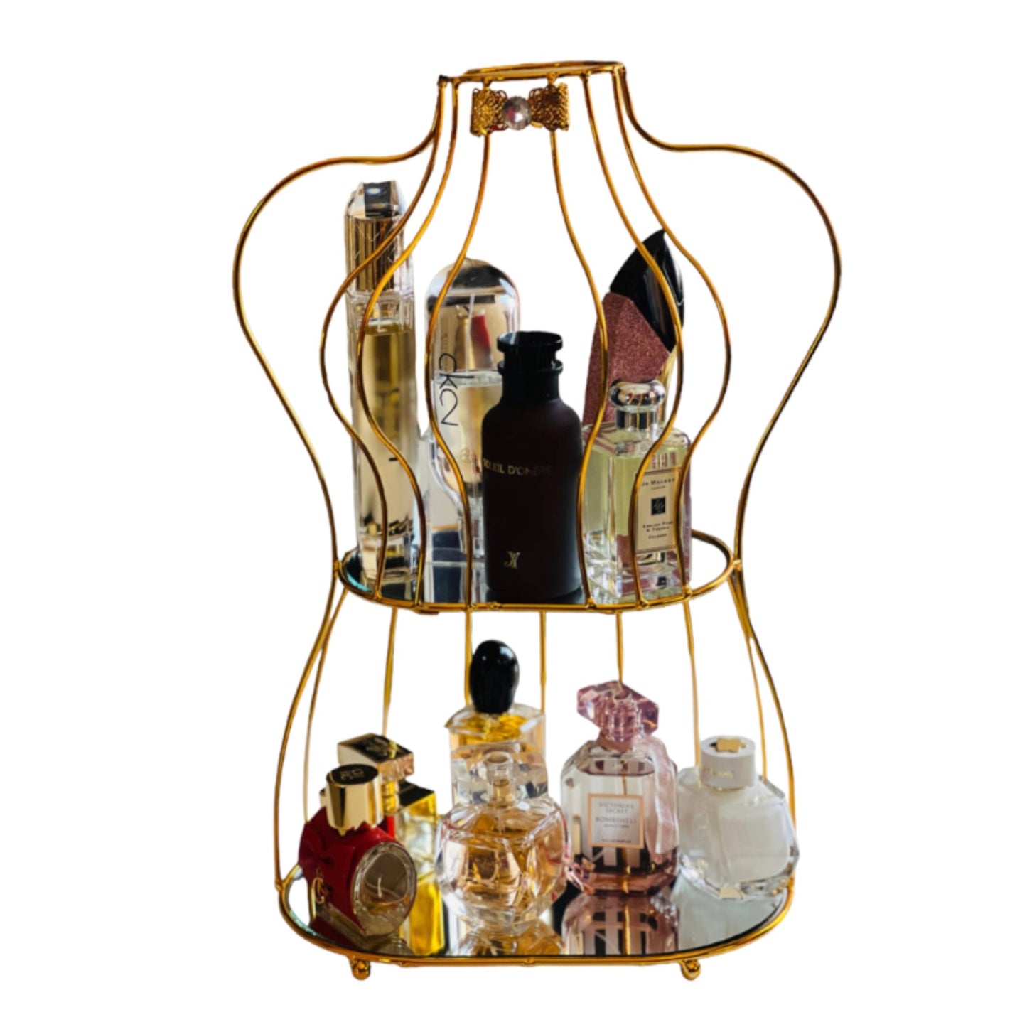 Gold Perfume And Cosmetic Mirror Stand