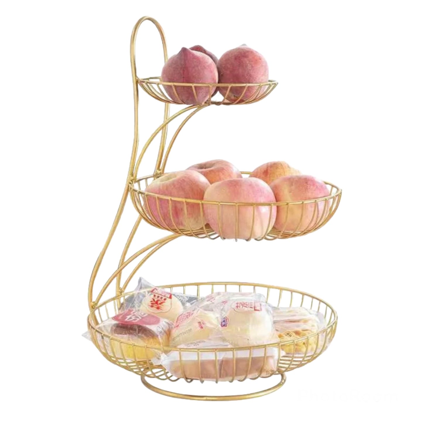 3 tier gold fruit basket