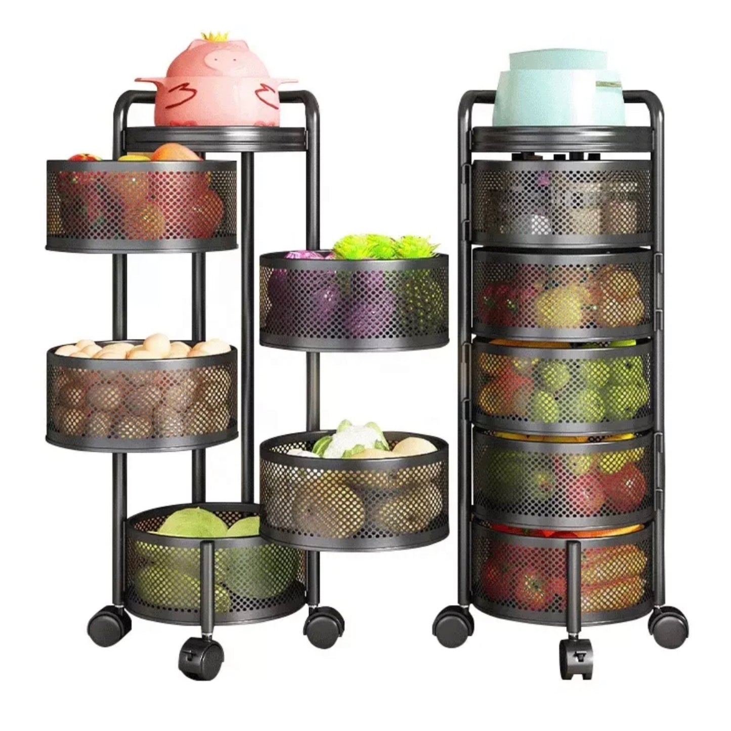 4 or 5-Tier Multi-Layer Round Rotating Storage Shelf Rack - Space-Saving Organizer