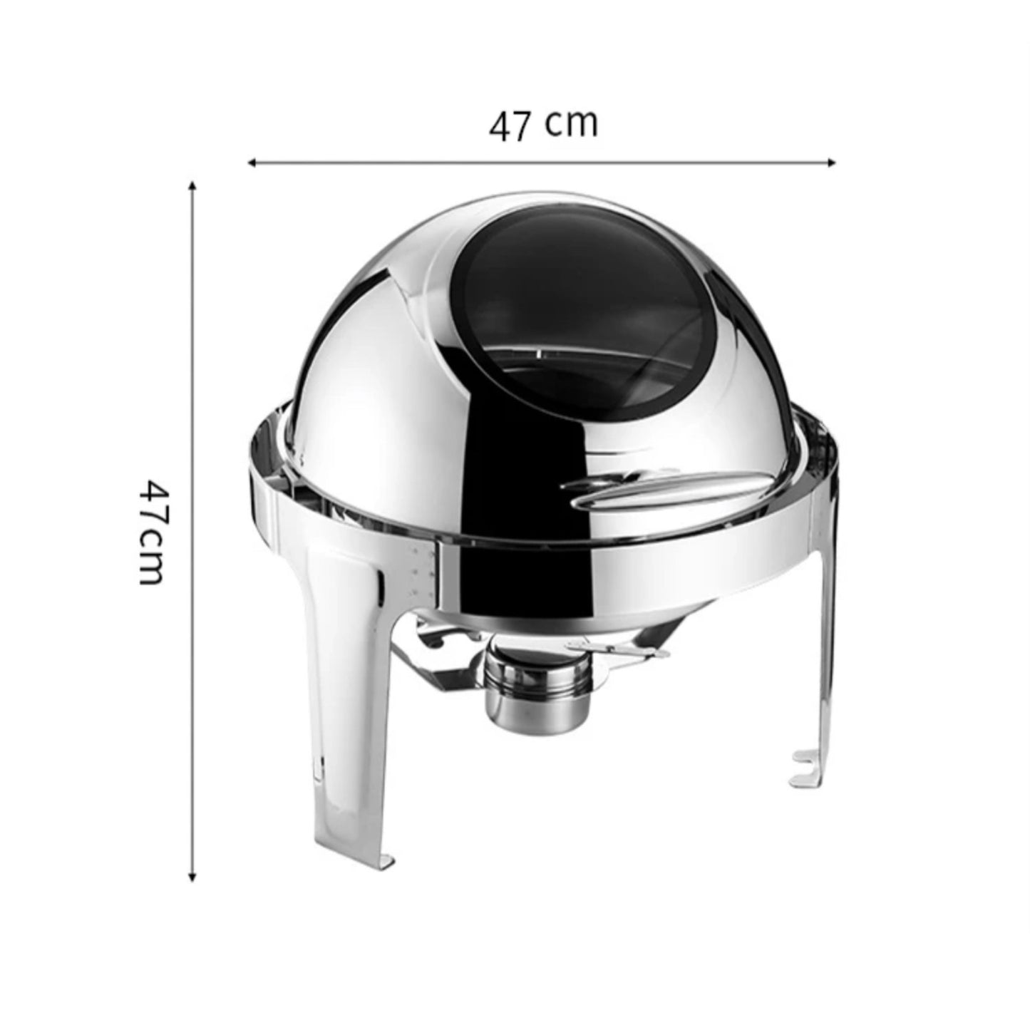 Silver round chafing dish with window