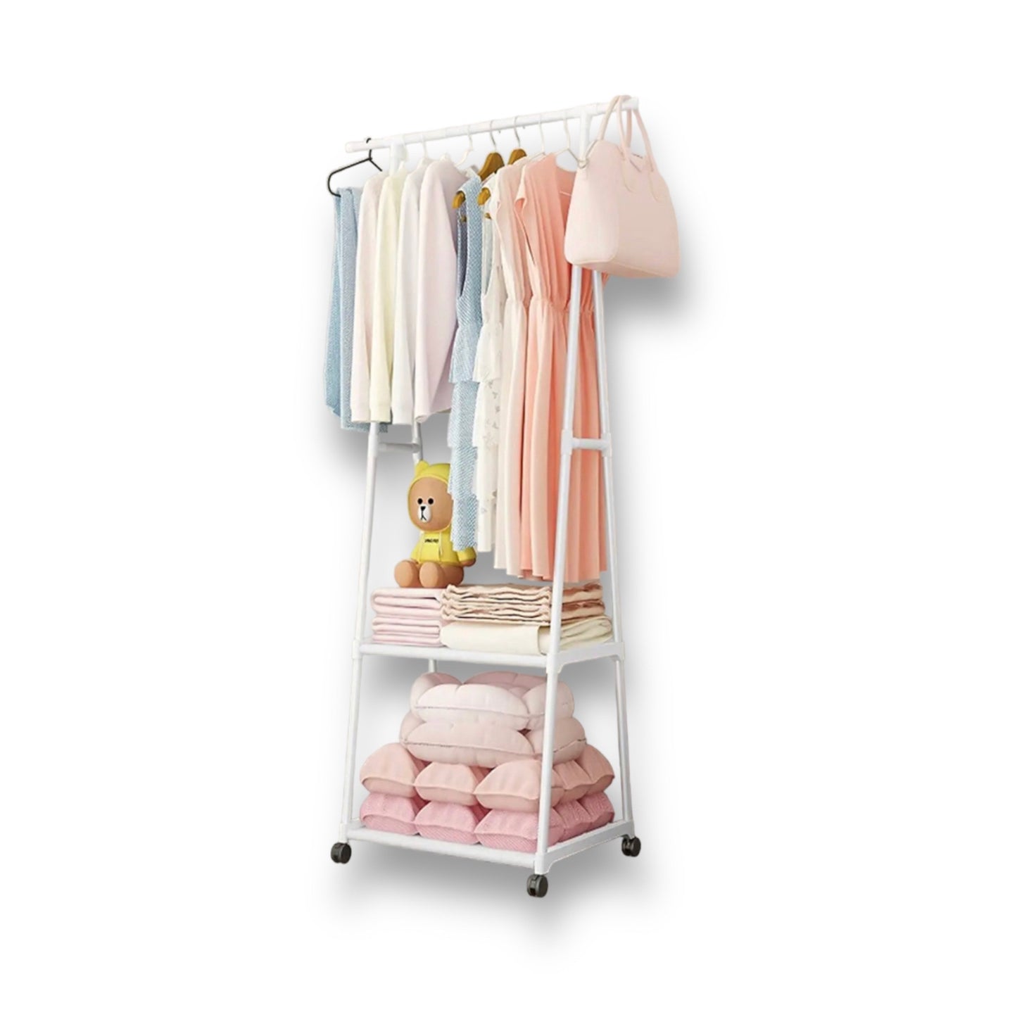 Movable 2 tier storage rack