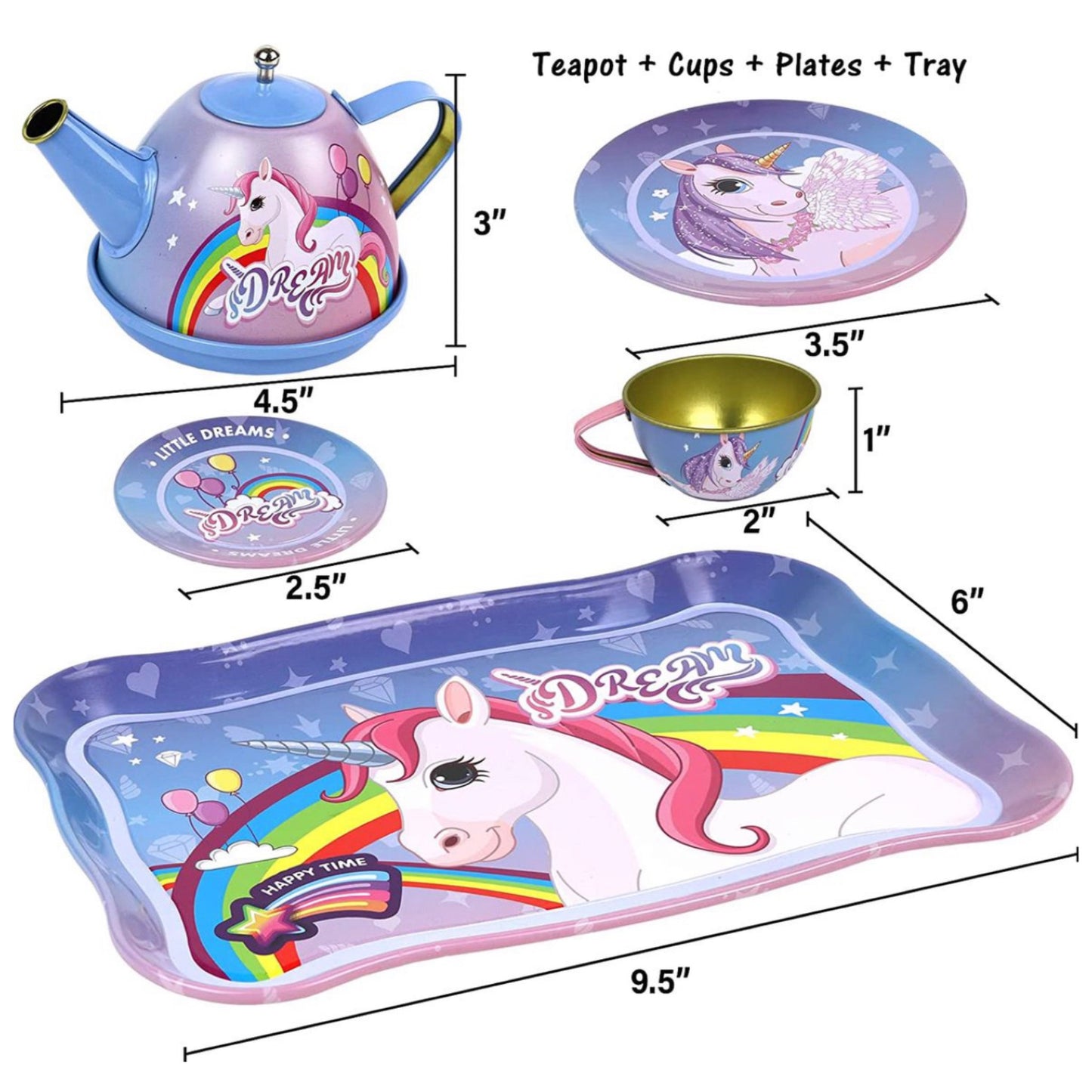 Unicorn tea set with carry case