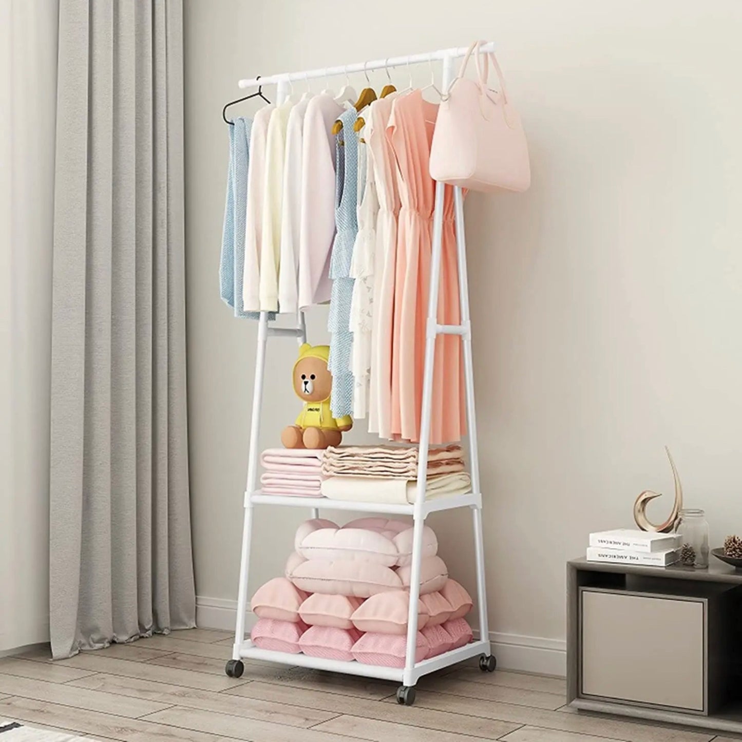 Movable 2 tier storage rack