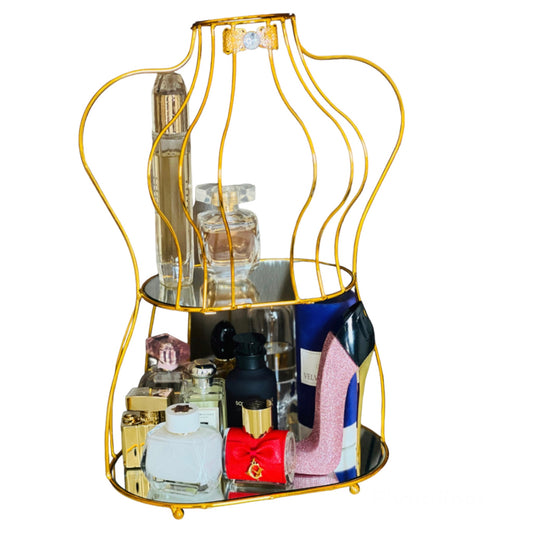 Gold Perfume And Cosmetic Mirror Stand