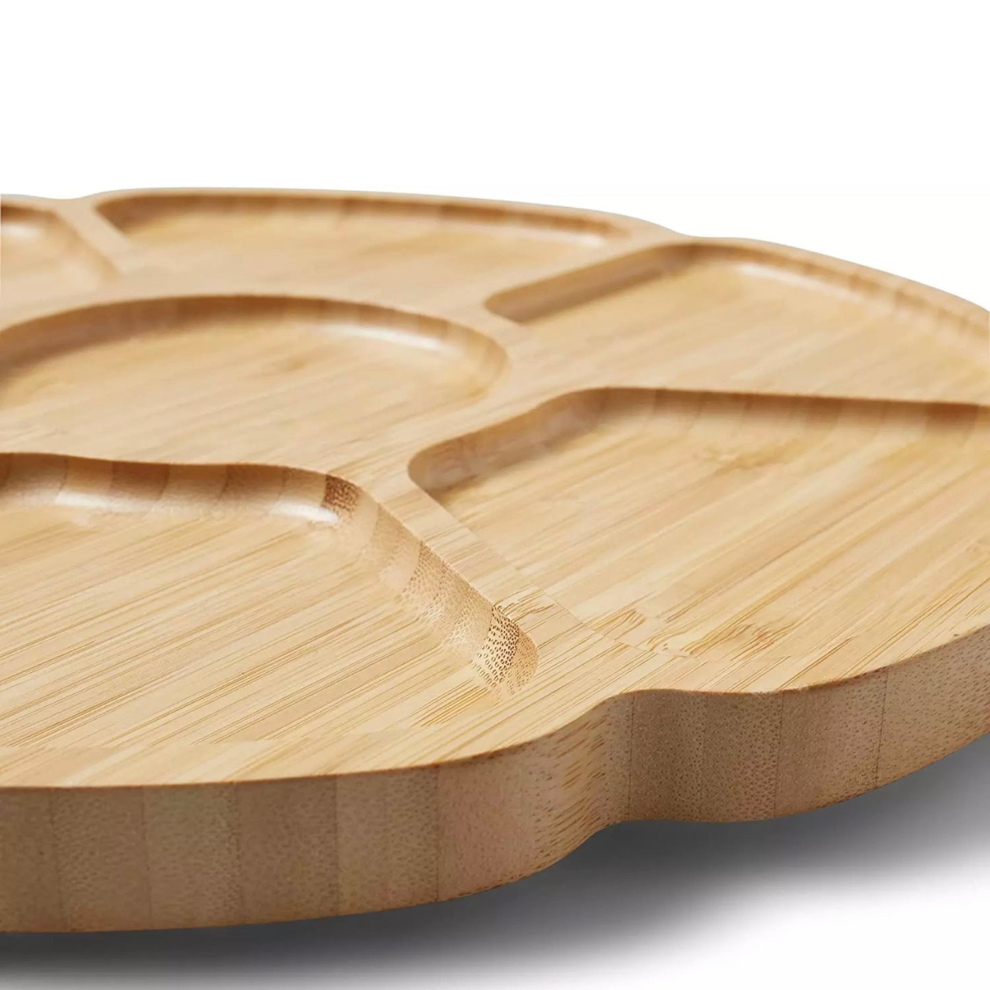 Snack serving bamboo tray with compartments